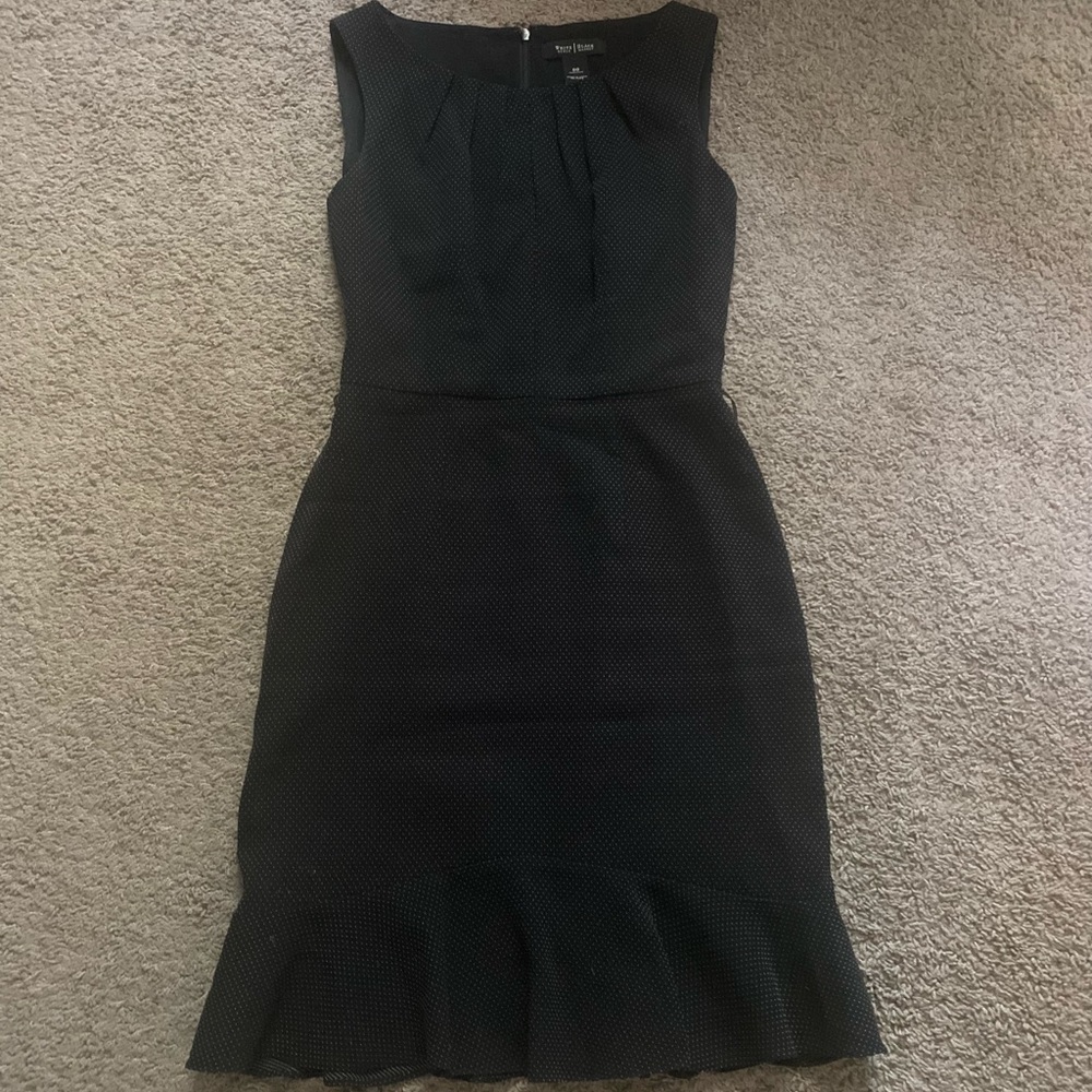 White House Black Market black dress w/ white polka dots